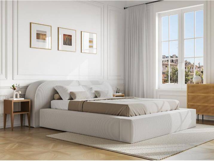 Bett mit Bettkasten - 180 x 200 cm - Cord - Cremefarben - LIRABA von Maison Céphy von KAUF-UNIQUE.de