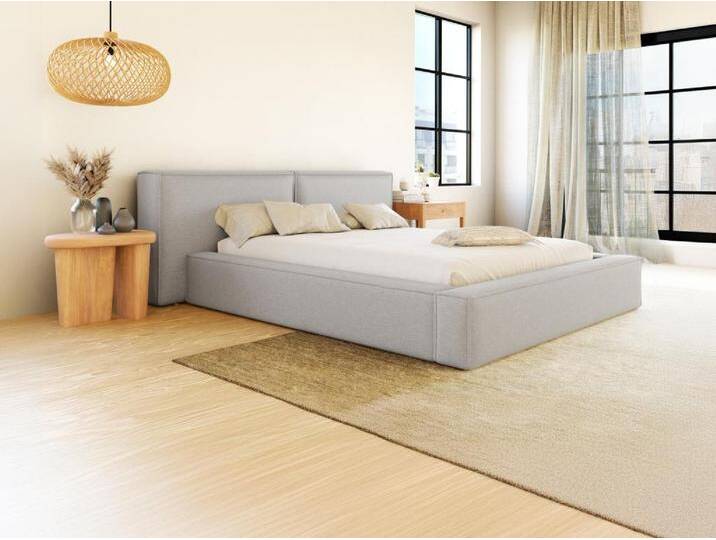 Bett mit Bettkasten - 180 x 200 cm - Stoff - Hellgrau - TIMANO von Pascal Morabito von KAUF-UNIQUE.de