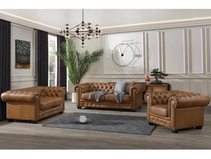 Chesterfield Garnitur 3+2+1 - Büffelleder - Karamellbraun - BRENTON Chesterfield Garnitur 3+2+1 - Büffelleder - Karamellbraun - BRENTON von KAUF-UNIQUE.de