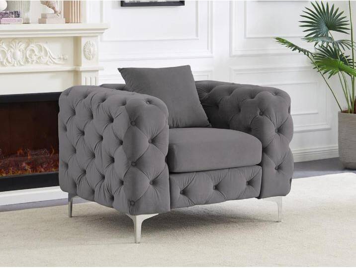 Chesterfield-Sessel - Anthrazit - Samt - EDWINA Chesterfield-Sessel - Anthrazit - Samt - EDWINA von KAUF-UNIQUE.de