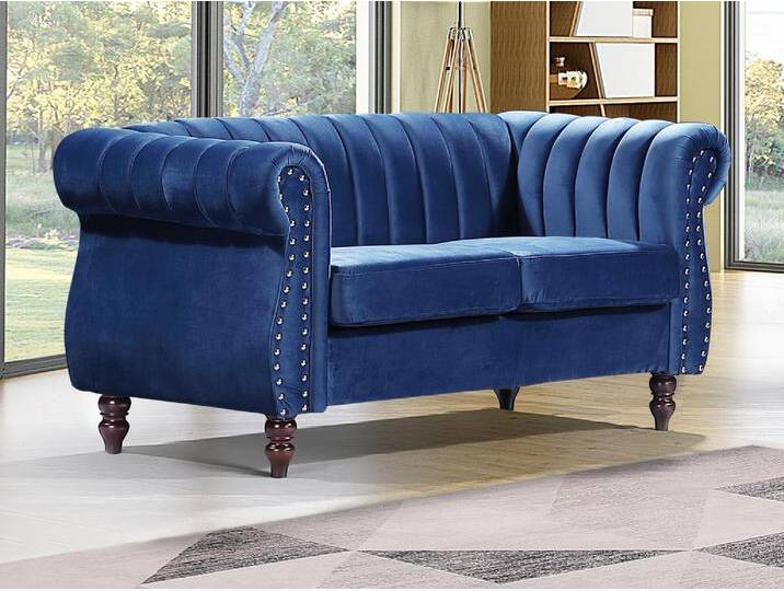 Chesterfield-Sofa - 2-Sitzer - Samt - Königsblau - TRUMBO - elegantes Design, hohe Traglast, pflegeleicht, abnehmbarer Bezug von KAUF-UNIQUE.de