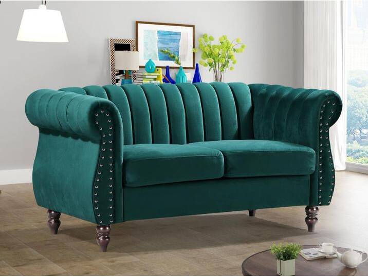 Chesterfield-Sofa - 2-Sitzer - Samt - Smaragdgrün - TRUMBO - elegantes Design, hohe Traglast, pflegeleicht, luxuriöse Note von KAUF-UNIQUE.de
