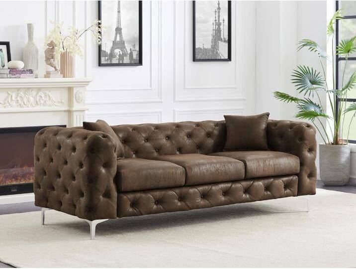 Chesterfield Sofa 3-Sitzer - Mikrofaser - Vintage-Leder-Optik - EDWINA von KAUF-UNIQUE.de