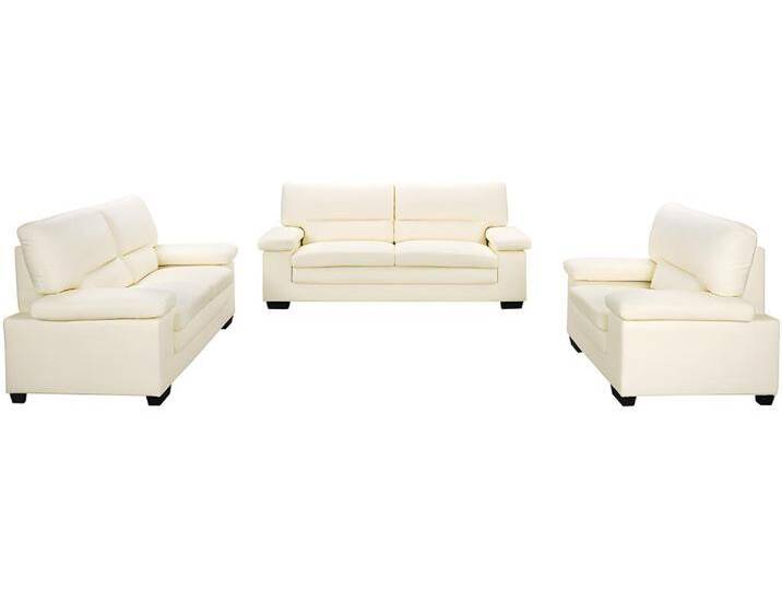 Couchgarnitur 3+2+1 - Büfelleder - Elfenbeinfarben - MIMAS II von KAUF-UNIQUE.de