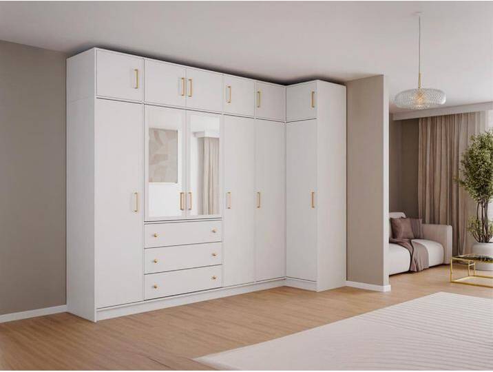 Eckkleiderschrank mit 6 Türen & 3 Schubladen + Aufsätze - Mit Spiegel - 311 cm - Weiß - LIZANDRO Eckkleiderschrank mit 6 Türen & 3 Schubladen + Aufsätze - Mit Spiegel - 311 cm - Weiß - LIZANDRO von KAUF-UNIQUE.de