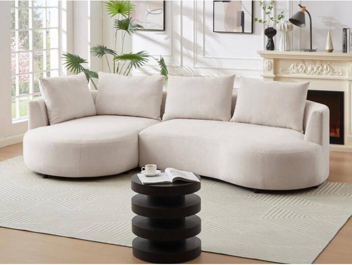 Ecksofa - Ecke links - Strukturstoff - Beige - LOUSADO von KAUF-UNIQUE.de