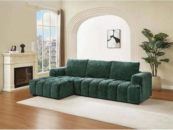 Ecksofa - Ecke links - Strukturstoff - Grün - BENOLA von KAUF-UNIQUE.de