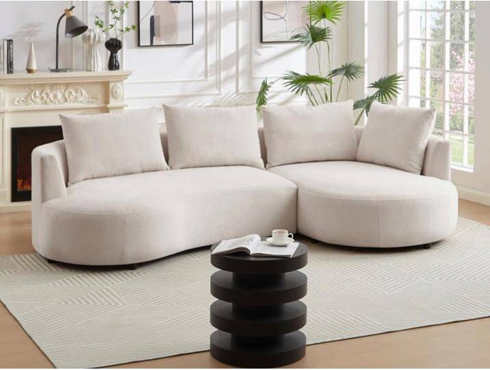 Ecksofa - Ecke rechts - Strukturstoff - Beige - LOUSADO von KAUF-UNIQUE.de