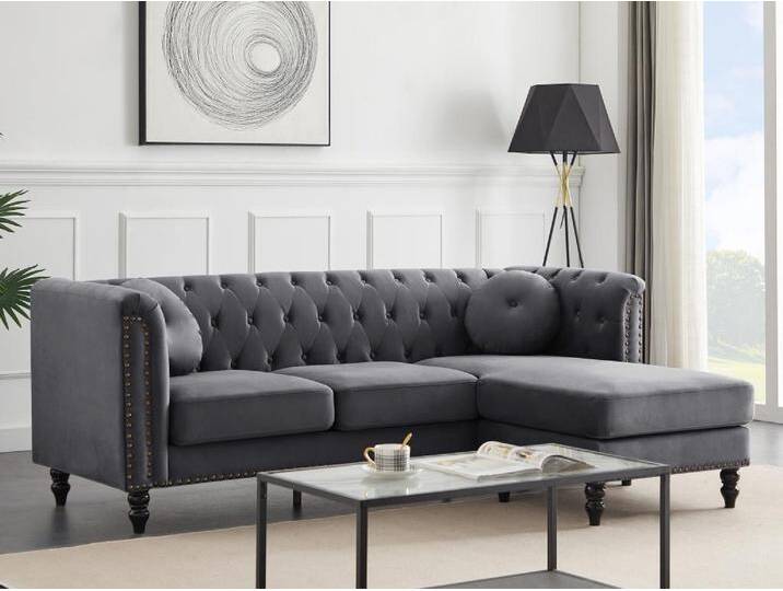 Ecksofa - Ecke wechselbar - Samt - Anthrazit - TURNER Ecksofa - Ecke wechselbar - Samt - Anthrazit - TURNER von KAUF-UNIQUE.de