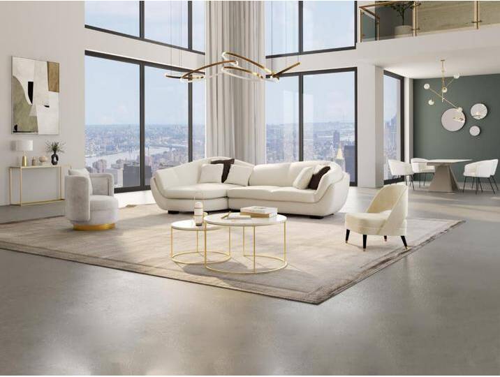 Ecksofa Leder 5-Sitzer - Büffelleder - Elfenbein - Ecke Links - CAIPI von PASCAL MORABITO von KAUF-UNIQUE.de