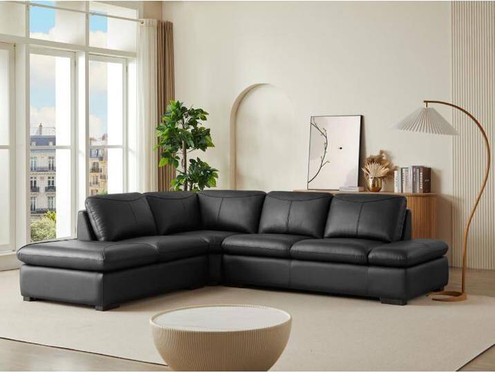 Ecksofa Leder - Ecke Links - Schwarz - ONYX II von KAUF-UNIQUE.de