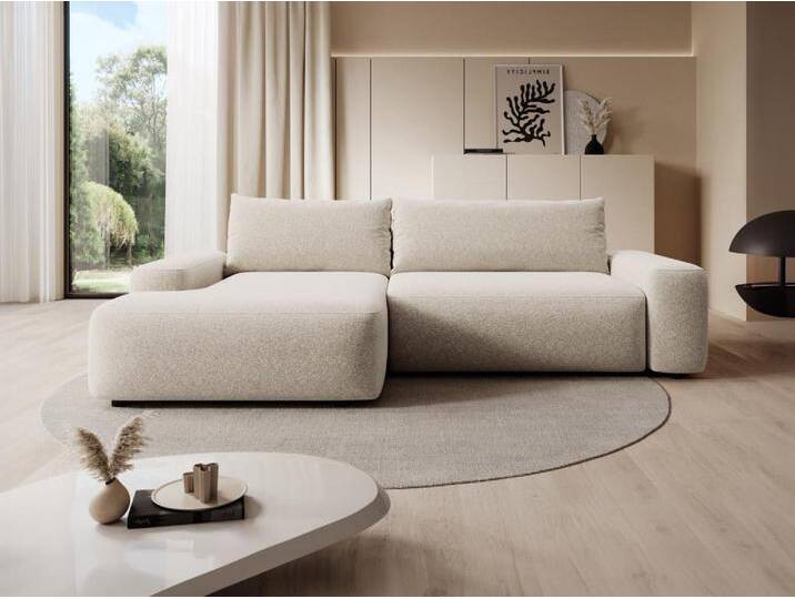 Ecksofa mit Schlaffunktion - Ecke links - Strukturstoff - Cremefarben - DAVISO Ecksofa mit Schlaffunktion - Ecke links - Strukturstoff - Cremefarben - DAVISO von KAUF-UNIQUE.de