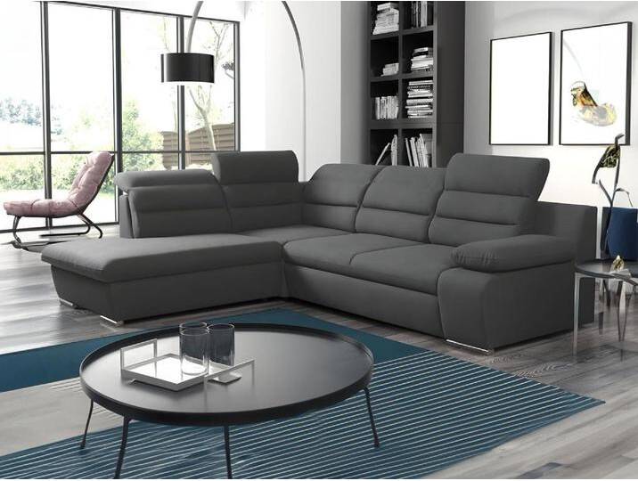 Ecksofa mit Schlaffunktion PYLOS - Anthrazit - Ecke Links von KAUF-UNIQUE.de