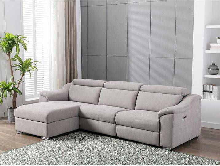 Ecksofa mit elektrischer Relaxfunktion PEDRERA - Stoff - Hellgrau - Ecke links von KAUF-UNIQUE.de