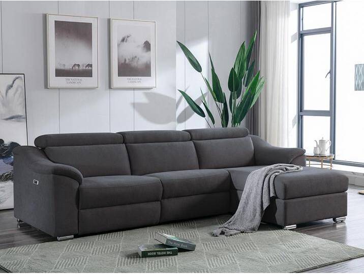 Ecksofa mit elektrischer Relaxfunktion - Stoff - Anthrazit - Ecke rechts - PEDRERA von KAUF-UNIQUE.de