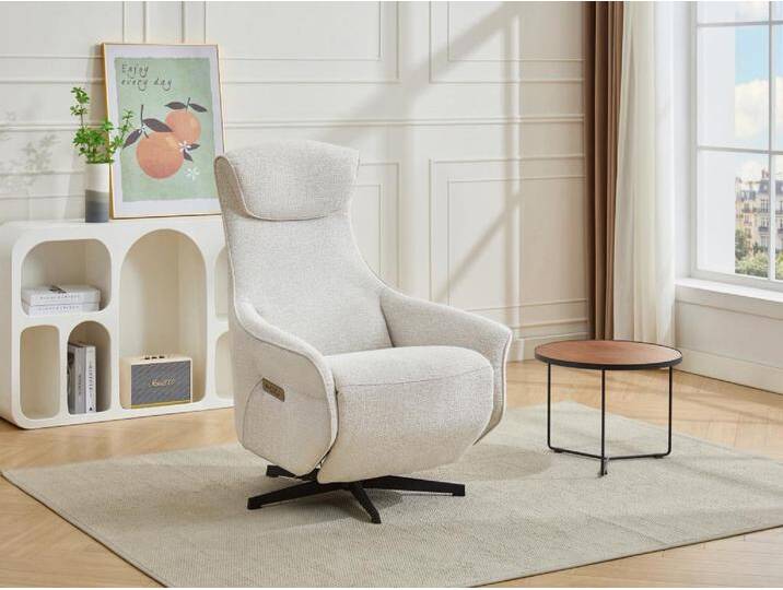 Elektrischer Relaxsessel - Stoff strukturiert - Beige - TASEMO von KAUF-UNIQUE.de