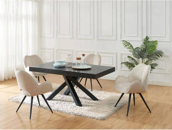 Esstisch ausziehbar - 6 bis 10 Personen - MDF & Metall - Schwarz - CATONAV von KAUF-UNIQUE.de