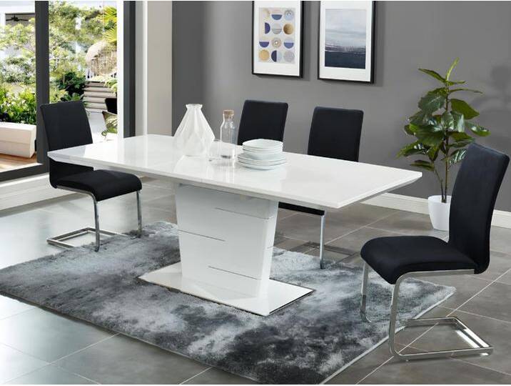 Esstisch ausziehbar - 6 bis 8 Personen - MDF lackiert - Weiß - AMELLE von KAUF-UNIQUE.de