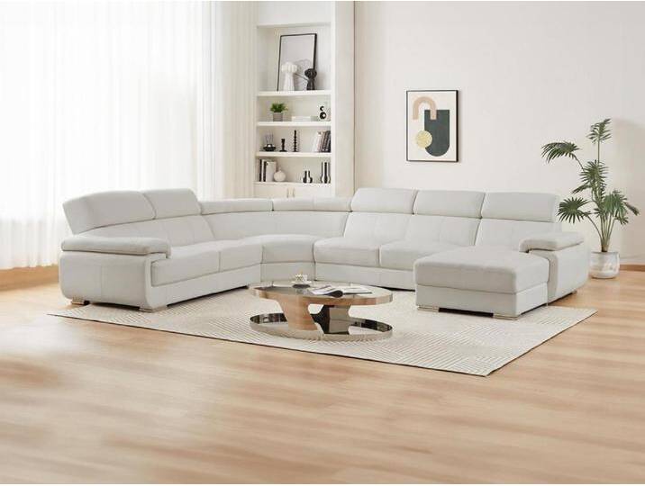 Große Wohnlandschaft Leder - Ecke Rechts - Weiß - ELEVANTO von KAUF-UNIQUE.de