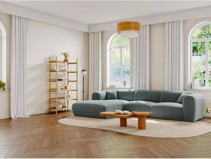 Großes Ecksofa - Ecke links - Feincord Stoff - POGNI von Maison Céphy von KAUF-UNIQUE.de