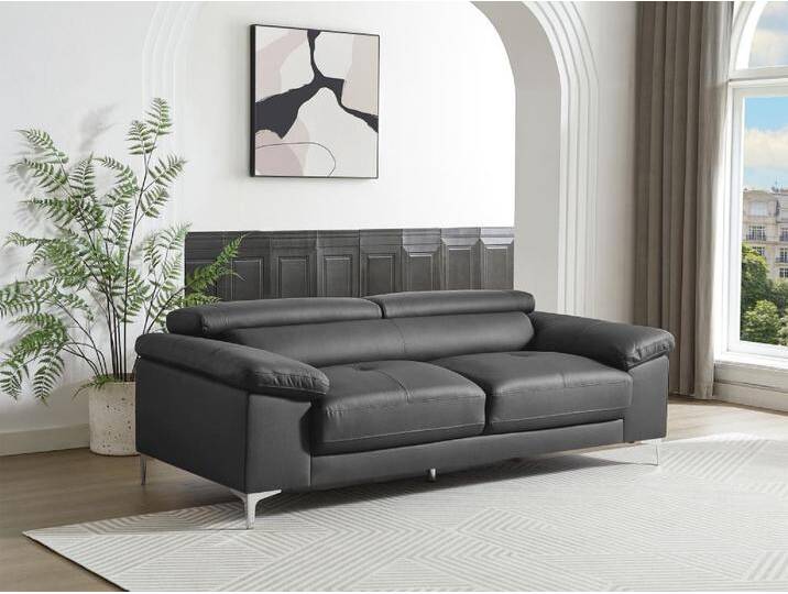 Ledersofa 3-Sitzer - Anthrazit - SOLANGE von KAUF-UNIQUE.de