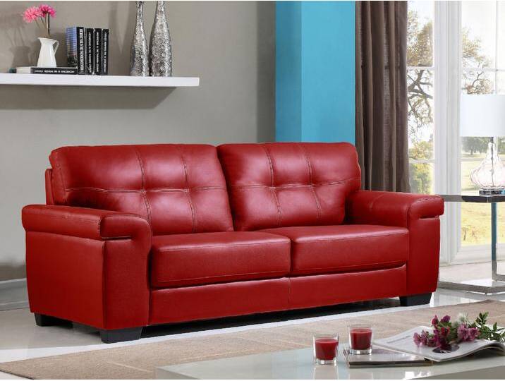 Ledersofa 3-Sitzer - Rot - HAZEL von KAUF-UNIQUE.de