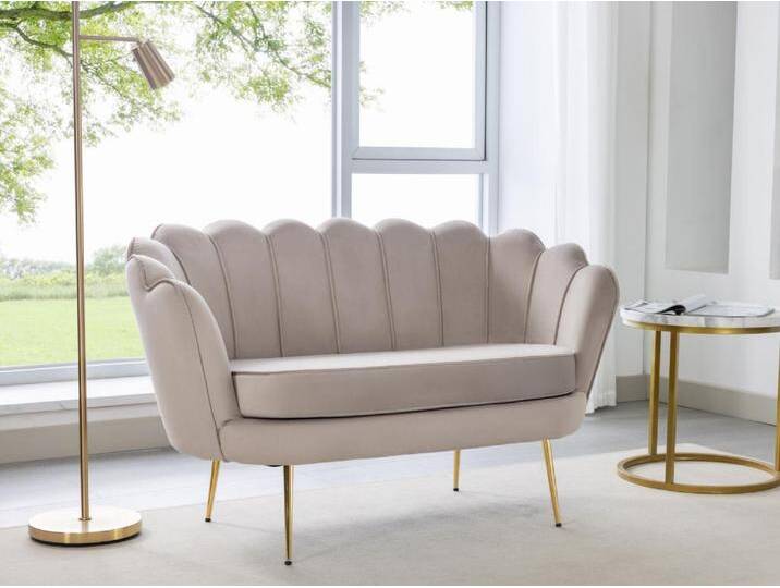 Muschelsofa 2-Sitzer - Samt - Graubraun - DANDELION von Pascal Morabito von KAUF-UNIQUE.de