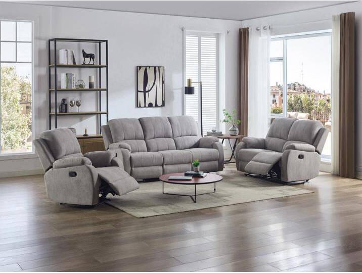 Relaxsofa 3-Sitzer, 2-Sitzer & Relaxsessel - Mikrofaser - Hellgrau - BRODY von KAUF-UNIQUE.de