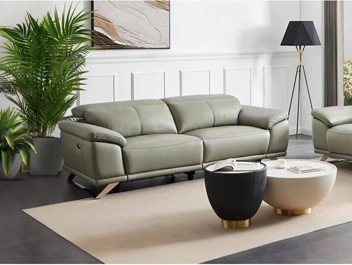 Relaxsofa 3-Sitzer elektrisch - Rindsleder - Hellgrau - AZIDEE II Relaxsofa 3-Sitzer elektrisch - Rindsleder - Hellgrau - AZIDEE II von KAUF-UNIQUE.de