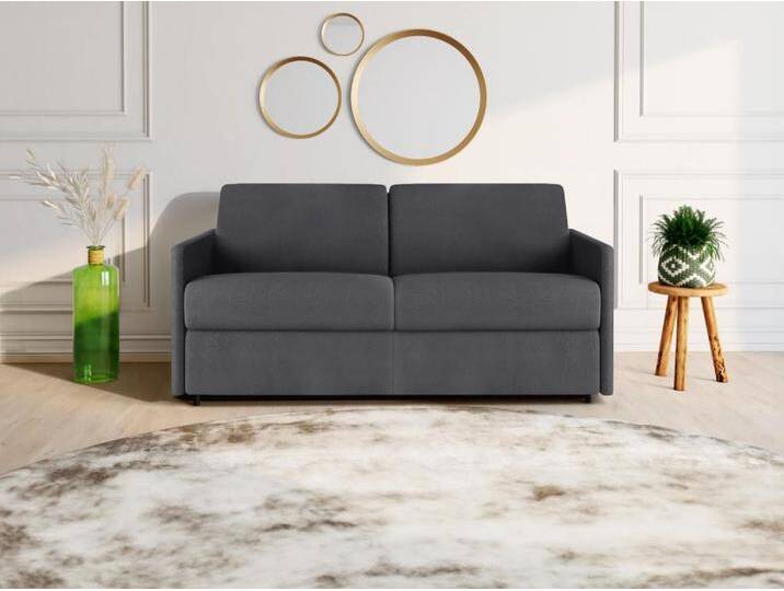 Schlafsofa 3-Sitzer - Liegefläche mit Lattenrost mit breiten Latten: 140 cm - Matratze: 18 cm - Stoff - Grau - CALIFE von KAUF-UNIQUE.de