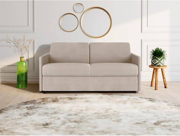 Schlafsofa 3-Sitzer - Liegefläche: 140 cm - Matratzenhöhe: 18 cm - Stoff - Beige - CALIFE von KAUF-UNIQUE.de
