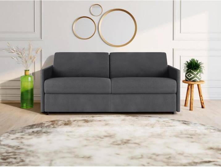 Schlafsofa 4-Sitzer - Liegefläche: 160 cm - Matratzenhöhe: 14 cm - Stoff - Grau - CALIFE Schlafsofa 4-Sitzer - Liegefläche: 160 cm - Matratzenhöhe: 14 cm - Stoff - Grau - CALIFE von KAUF-UNIQUE.de