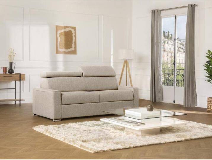 Schlafsofa 4-Sitzer - Liegfläche mit Lattenrost: 160 cm - Matratze: 22 cm mit Memory Schaum - Stoff - Beige - VIZIR Schlafsofa 4-Sitzer - Liegfläche mit Lattenrost: 160 cm - Matratze: 22 cm mit Memory Schaum - Stoff - Beige - VIZIR von KAUF-UNIQUE.de