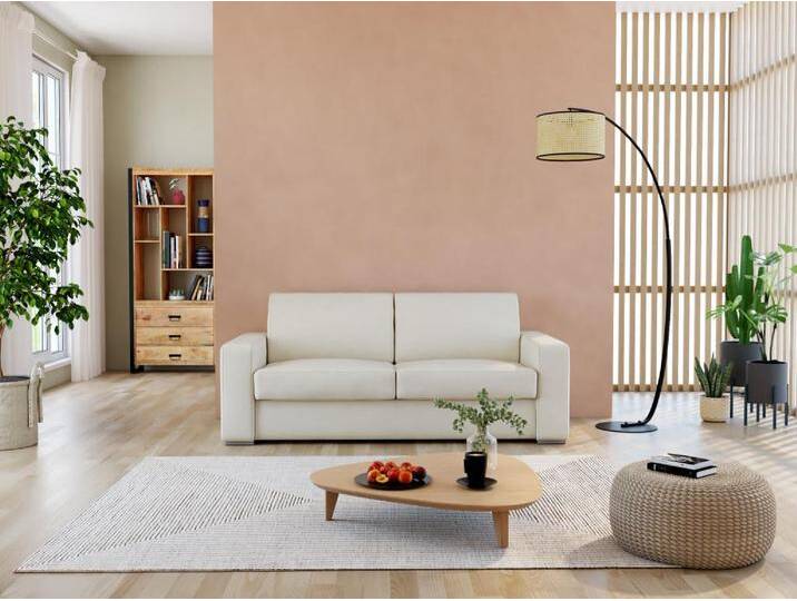 Schlafsofa mit Matratze 3-Sitzer - 100% Büffelleder - Weiß - Matratze 16 cm - DELECTEA II von KAUF-UNIQUE.de