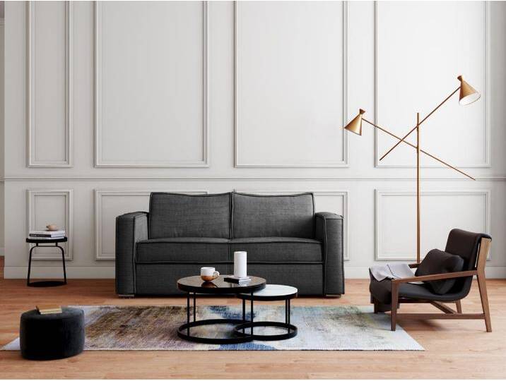 Schlafsofa mit Matratze 3-Sitzer - Cord - Anthrazit - Liegefläche 140 cm - Matratze 14 cm - LORETO von KAUF-UNIQUE.de