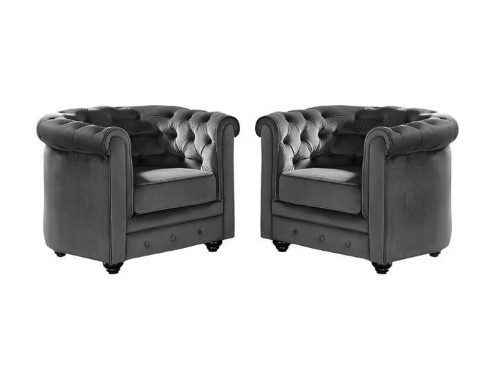 Sessel 2er-Set - Samt - Anthrazit - CHESTERFIELD Sessel 2er-Set - Samt - Anthrazit - CHESTERFIELD von KAUF-UNIQUE.de