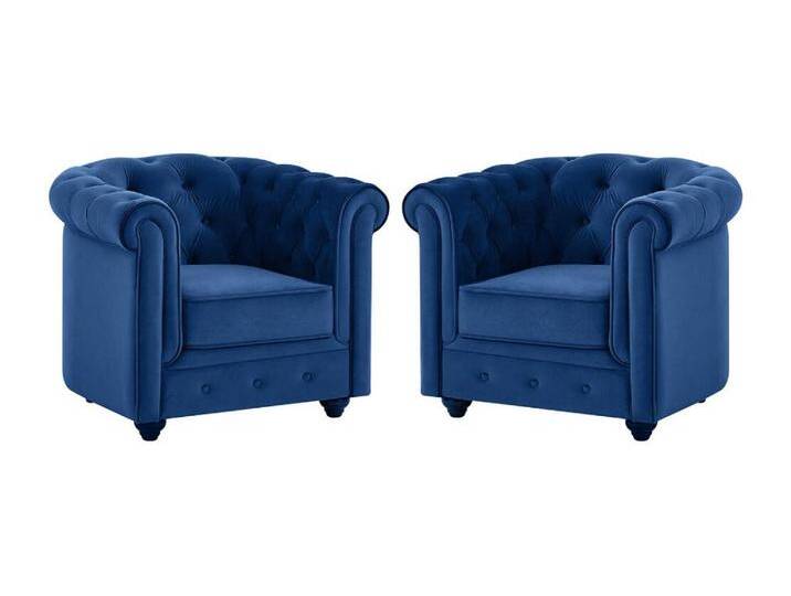 Sessel 2er-Set - Samt - Dunkelblau - CHESTERFIELD Sessel 2er-Set - Samt - Dunkelblau - CHESTERFIELD von KAUF-UNIQUE.de