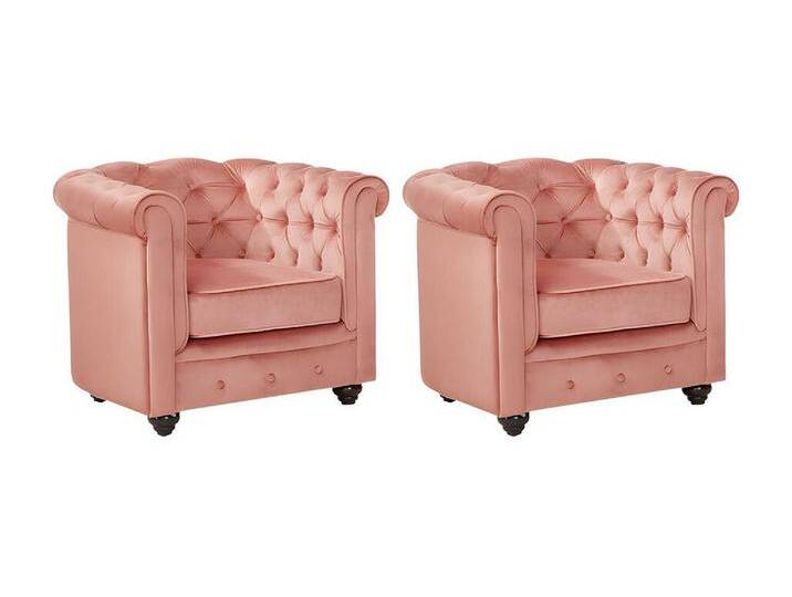 Sessel 2er-Set - Samt - Rosa - CHESTERFIELD Sessel 2er-Set - Samt - Rosa - CHESTERFIELD von KAUF-UNIQUE.de