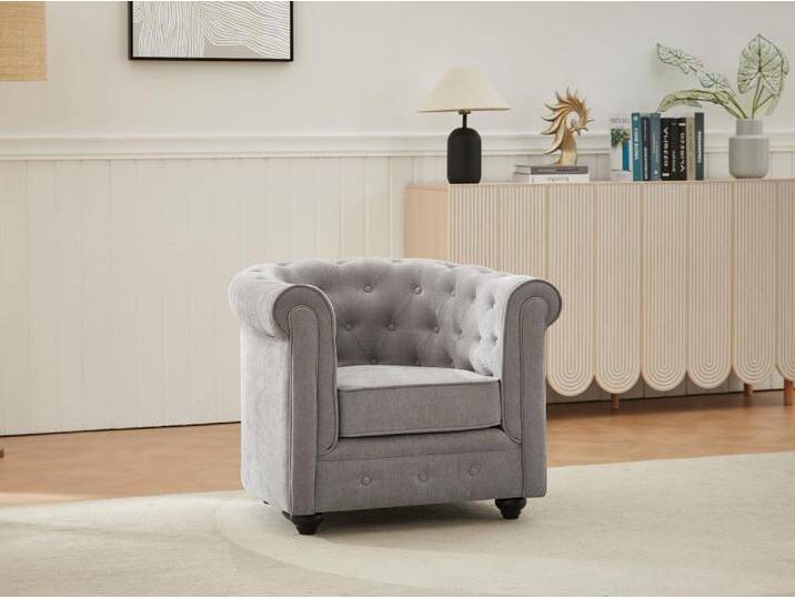 Sessel - Stoff - Grau - CHESTERFIELD von KAUF-UNIQUE.de
