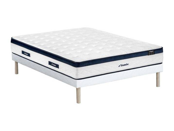 Set 140 x 190 cm - Boxspringuntergestell - Taschenfederkernmatratze 5 Zonen - Kühlender Bezug - Höhe 28 cm - KOROVOU von YSMÉE von KAUF-UNIQUE.de