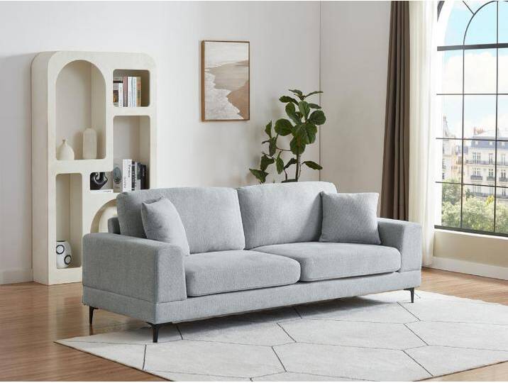 Sofa 3-Sitzer - Strukturstoff - Hellgrau - JAMOLO von KAUF-UNIQUE.de