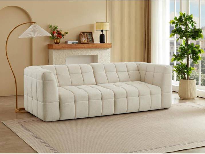 Sofa 3-Sitzer elektrisch mit ausziehbarer Sitzfläche - Stoff - Beige - NELOSA von KAUF-UNIQUE.de
