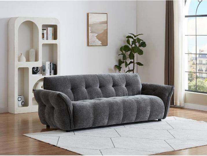 Sofa 3-Sitzer - melierter Stoff - Anthrazitgrau - NAPIZO von KAUF-UNIQUE.de
