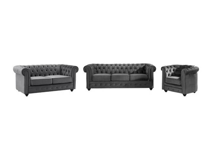 Sofa 3-Sitzer & 2-Sitzer & Sessel - Samt - Anthrazit - CHESTERFIELD Sofa 3-Sitzer & 2-Sitzer & Sessel - Samt - Anthrazit - CHESTERFIELD von KAUF-UNIQUE.de