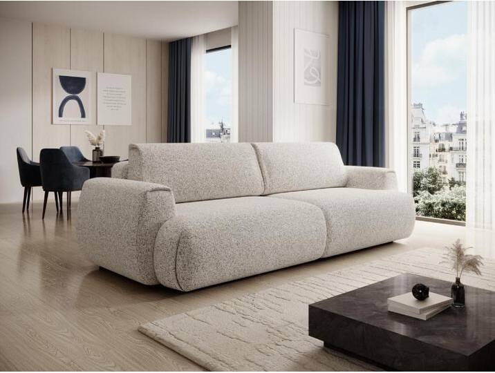 Sofa mit Schlaffunktion 4-Sitzer - melierter Stoff - Hellgrau - MONELIA Sofa mit Schlaffunktion 4-Sitzer - melierter Stoff - Hellgrau - MONELIA von KAUF-UNIQUE.de