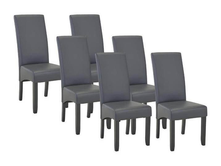 Stuhl 6er-Set - Kunstleder - Grau - ROVIGO von KAUF-UNIQUE.de