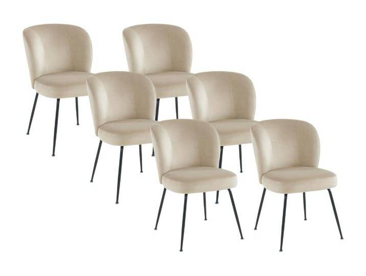 Stuhl 6er-Set - Samt & Metall - Beige - POLPONA von PASCAL MORABITO von KAUF-UNIQUE.de