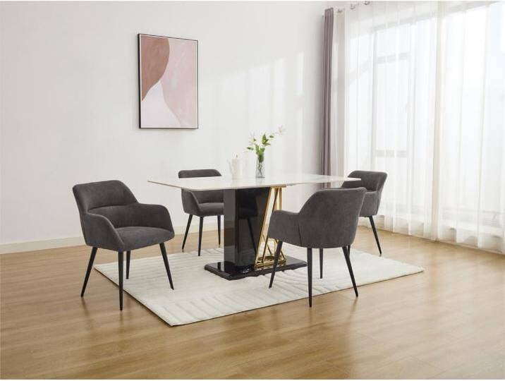 Stuhl 6er-Set - Stoff & Metall - Grau - HEKA von KAUF-UNIQUE.de