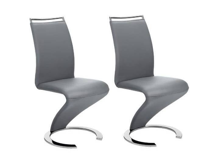 Stuhl Freischwinger 2er-Set - Kunstleder - Grau - TWIZY Stuhl Freischwinger 2er-Set - Kunstleder - Grau - TWIZY von KAUF-UNIQUE.de