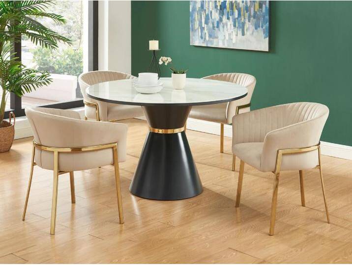 Stuhl mit Armlehnen 2er-Set - Samt & Goldfarbenes Metall - Beige - ZAOVA von Pascal MORABITO Stuhl mit Armlehnen 2er-Set - Samt & Goldfarbenes Metall - Beige - ZAOVA von Pascal MORABITO von KAUF-UNIQUE.de